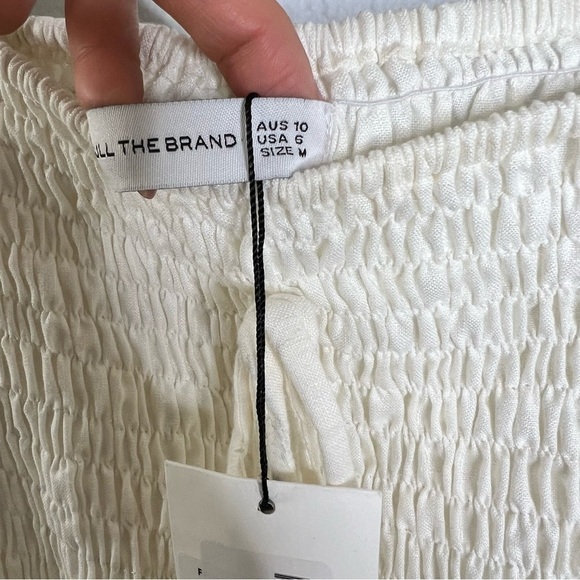 Faithfull The Brand Dress Women Small Mini White Smocked Stretch Ruffled GG - Picture 3 of 8